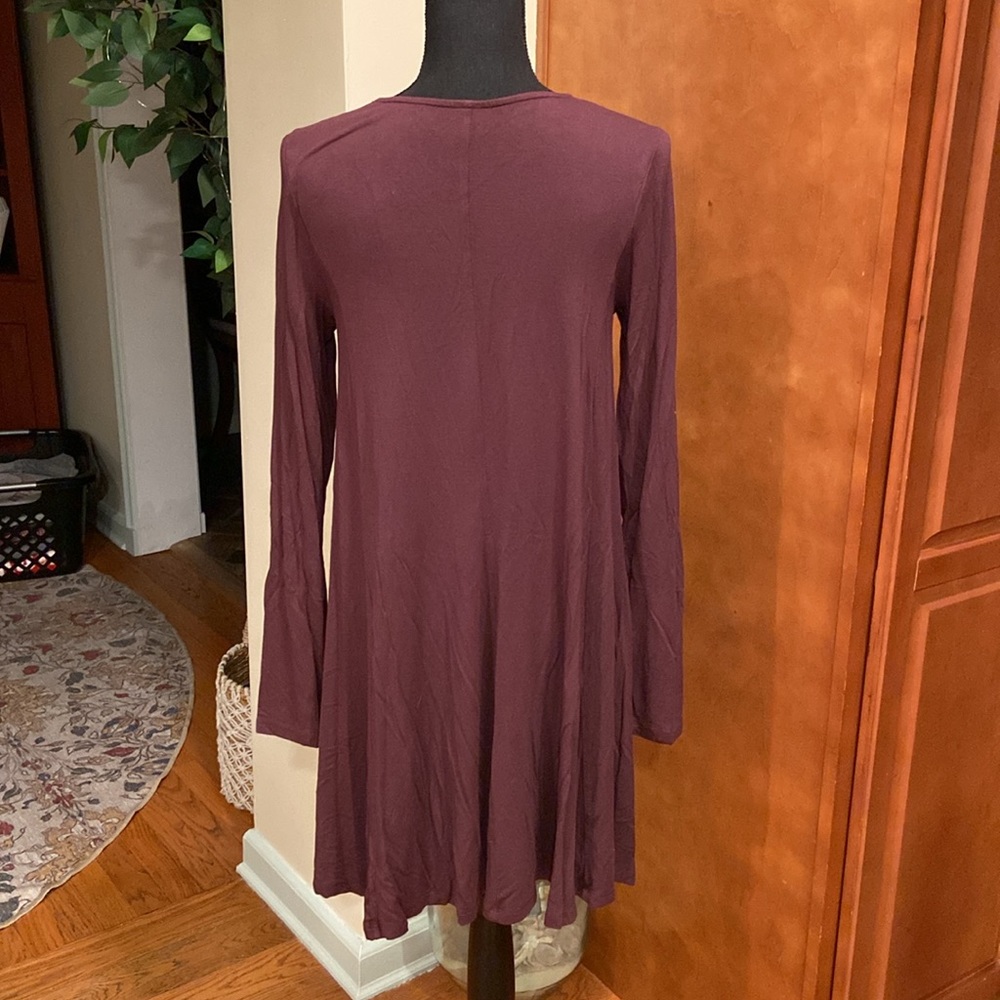 Old Navy long sleeve knit swing dress, brown, M, EUC - Picture 2 of 4